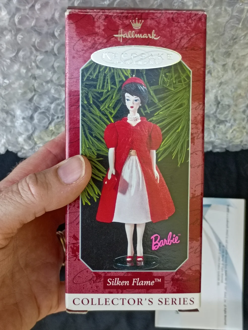Hallmark Barbie 'Silken Flame' Keepsake Ornament - Red and White